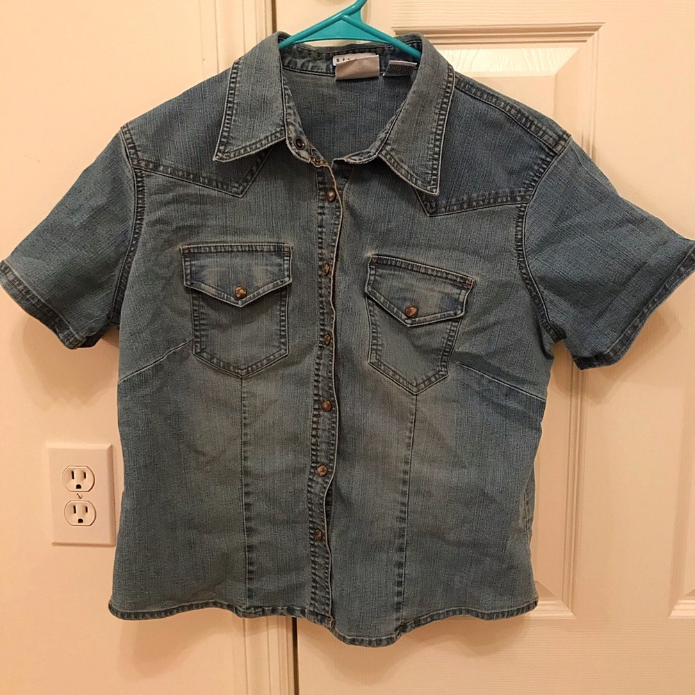 Carolina Blues Stretch Denim Button Up Shirt S